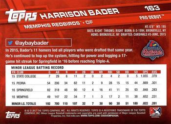2017 Topps Pro Debut #163 Harrison Bader Back