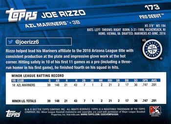2017 Topps Pro Debut #173 Joe Rizzo Back