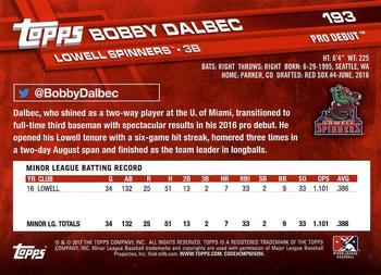 2017 Topps Pro Debut #193 Bobby Dalbec Back