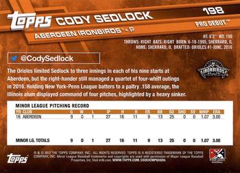 2017 Topps Pro Debut #198 Cody Sedlock Back