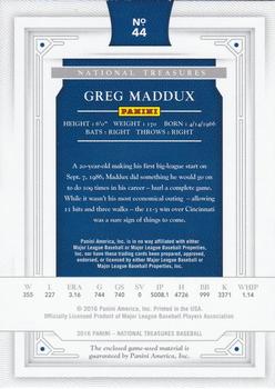 2016 Panini National Treasures - Prime #44 Greg Maddux Back