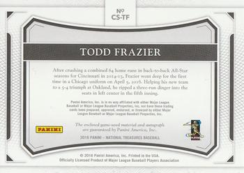 2016 Panini National Treasures - Colossal Patch Signatures Blue #CS-TF Todd Frazier Back