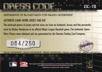 2003 Donruss Classics - Dress Code #DC-13 Rickey Henderson Back