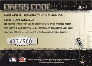 2003 Donruss Classics - Dress Code #DC-41 Mark Buehrle Back