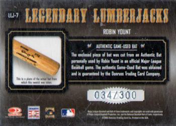 2003 Donruss Classics - Legendary Lumberjacks #LLJ-7 Robin Yount Back
