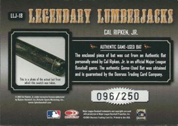2003 Donruss Classics - Legendary Lumberjacks #LLJ-18 Cal Ripken Jr. Back