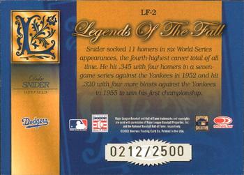 2003 Donruss Classics - Legends of the Fall #LF-2 Duke Snider Back