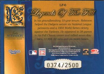 2003 Donruss Classics - Legends of the Fall #LF-6 Jackie Robinson Back