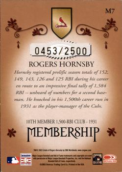 2003 Donruss Classics - Membership #M7 Rogers Hornsby Back