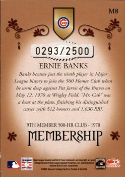 2003 Donruss Classics - Membership #M8 Ernie Banks Back