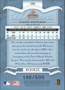 2003 Donruss Classics - Significant Signatures #196 Tommy Whiteman Back