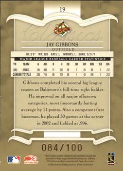 2003 Donruss Classics - Timeless Tributes #19 Jay Gibbons Back