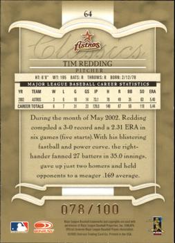 2003 Donruss Classics - Timeless Tributes #64 Tim Redding Back
