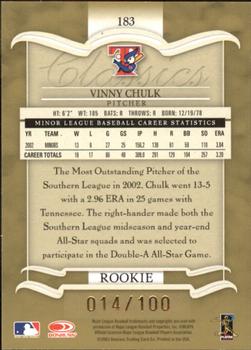 2003 Donruss Classics - Timeless Tributes #183 Vinnie Chulk Back