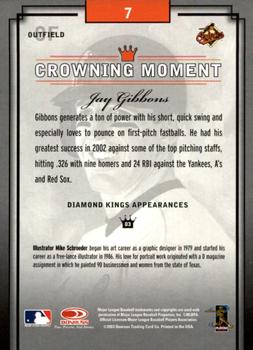 2003 Donruss Diamond Kings - Framed White (Bronze Foil) #7 Jay Gibbons Back