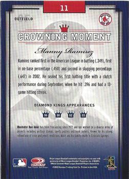 2003 Donruss Diamond Kings - Framed White (Bronze Foil) #11 Manny Ramirez Back