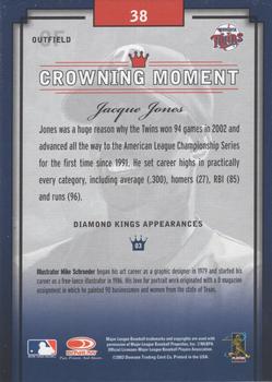 2003 Donruss Diamond Kings - Framed White (Bronze Foil) #38 Jacque Jones Back