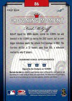 2003 Donruss Diamond Kings - Framed White (Bronze Foil) #86 Fred McGriff Back