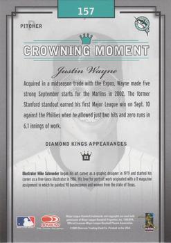 2003 Donruss Diamond Kings - Framed White (Bronze Foil) #157 Justin Wayne Back
