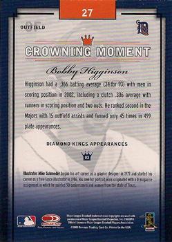2003 Donruss Diamond Kings - Framed White (Bronze Foil) #27 Bobby Higginson Back
