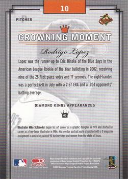 2003 Donruss Diamond Kings - Chicago Collection #10 Rodrigo Lopez Back