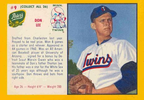 1961 Peters Meats Minnesota Twins #9 Don Lee Front