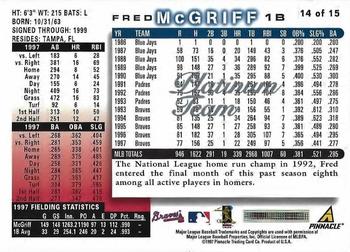 1998 Score Atlanta Braves - Platinum Team #14 Fred McGriff Back