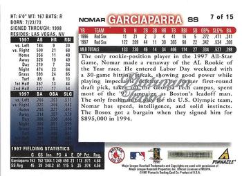 1998 Score Boston Red Sox - Platinum Team #7 Nomar Garciaparra Back