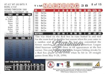 1998 Score Boston Red Sox - Platinum Team #8 Tim Naehring Back