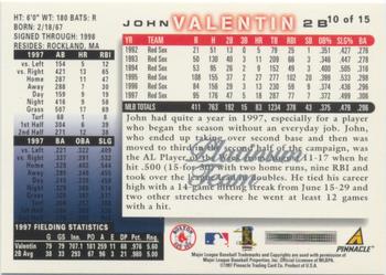 1998 Score Boston Red Sox - Platinum Team #10 John Valentin Back