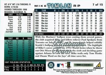 1998 Score Seattle Mariners - Platinum Team #7 Mike Timlin Back