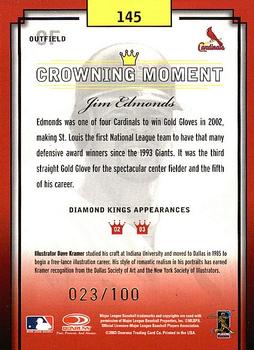 2003 Donruss Diamond Kings - Framed Black (Gold Foil) #145 Jim Edmonds Back