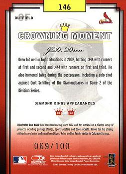 2003 Donruss Diamond Kings - Framed Black (Gold Foil) #146 J.D. Drew Back