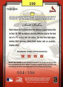 2003 Donruss Diamond Kings - Framed Black (Gold Foil) #150 Scott Rolen Back