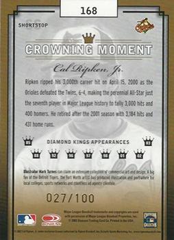 2003 Donruss Diamond Kings - Framed Black (Gold Foil) #168 Cal Ripken, Jr. Back