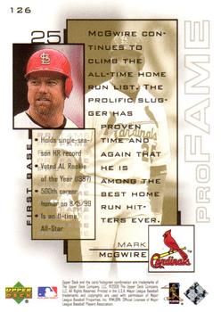 2000 Upper Deck Pros & Prospects #126 Mark McGwire Back