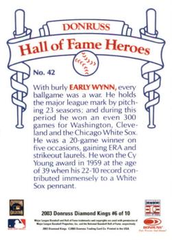 2003 Donruss Diamond Kings - HOF Heroes Reprints #6 Early Wynn Back