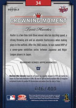 2003 Donruss Diamond Kings - Framed Gray (Silver Foil) #34 Torii Hunter Back
