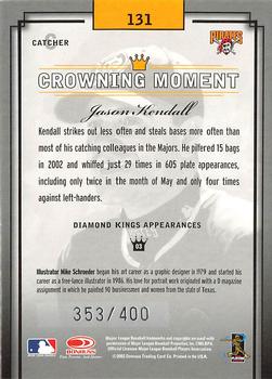 2003 Donruss Diamond Kings - Framed Gray (Silver Foil) #131 Jason Kendall Back