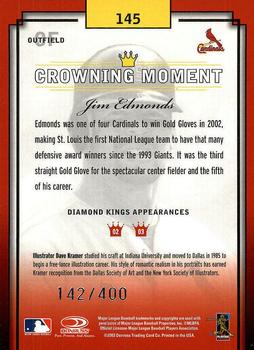2003 Donruss Diamond Kings - Framed Gray (Silver Foil) #145 Jim Edmonds Back