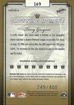 2003 Donruss Diamond Kings - Framed Gray (Silver Foil) #169 Tony Gwynn Back