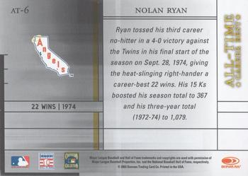2003 Donruss Elite - All-Time Career Best #AT-6 Nolan Ryan Back