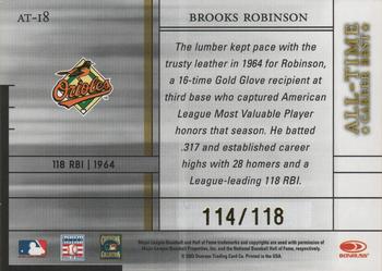 2003 Donruss Elite - All-Time Career Best Parallel #AT-18 Brooks Robinson Back