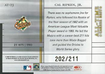 2003 Donruss Elite - All-Time Career Best Parallel #AT-23 Cal Ripken Jr. Back