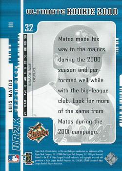 2000 Upper Deck Ultimate Victory #111 Luis Matos Back
