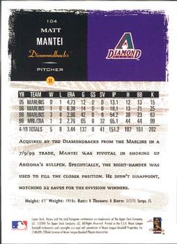2000 Upper Deck Victory #104 Matt Mantei Back