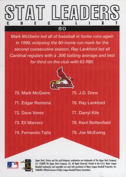 2000 Upper Deck Victory #80 Mark McGwire / Ray Lankford Back