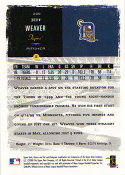 2000 Upper Deck Victory #288 Jeff Weaver Back