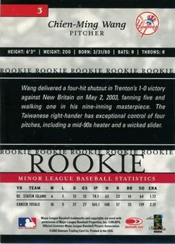 2003 Donruss/Leaf/Playoff (DLP) Rookies & Traded - 2003 Donruss Elite Extra Edition #3 Chien-Ming Wang Back