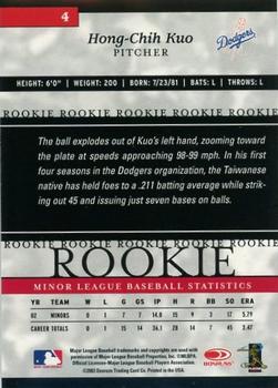 2003 Donruss/Leaf/Playoff (DLP) Rookies & Traded - 2003 Donruss Elite Extra Edition #4 Hong-Chih Kuo Back